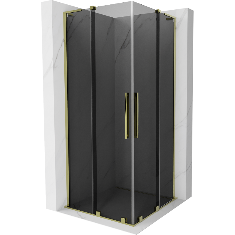 Mexen Velar L Duo Duschkabine verschiebbar 80 x 80 cm, graphit, gold - 871-080-080-02-43-50