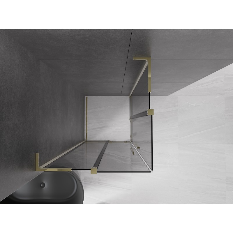 Mexen Velar L Duo Duschkabine verschiebbar 80 x 80 cm, graphit, gold - 871-080-080-02-43-50