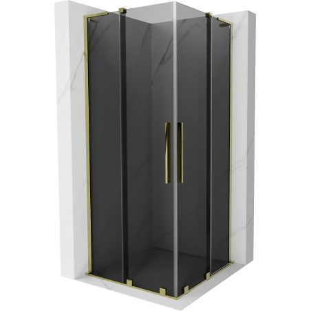 Mexen Velar L Duo Duschkabine, verschiebbar 90 x 90 cm, Graphit, Gold - 871-090-090-02-43-50