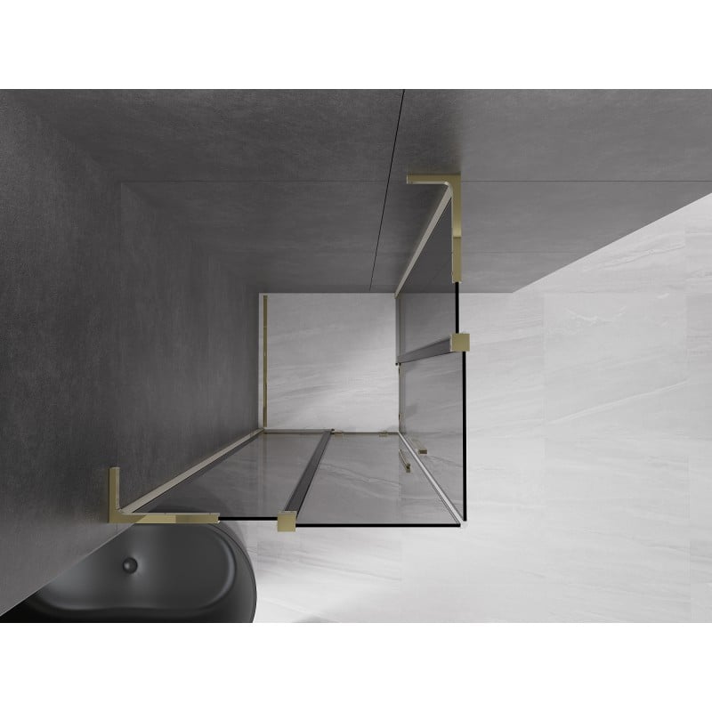 Mexen Velar L Duo Duschkabine, verschiebbar 90 x 90 cm, Graphit, Gold - 871-090-090-02-43-50