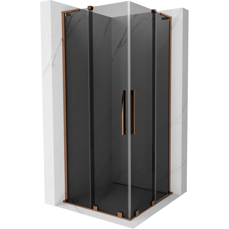 Mexen Velar L Duo Schiebetür-Duschkabine 80 x 80 cm, Grafit, Roségold - 871-080-080-02-43-60