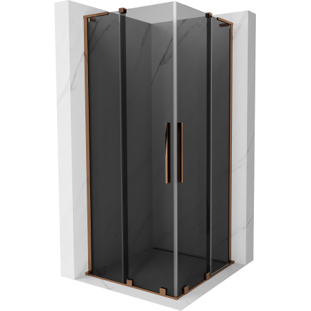 Mexen Velar L Duo Schiebetür-Duschkabine 80 x 80 cm, Grafit, Roségold - 871-080-080-02-43-60