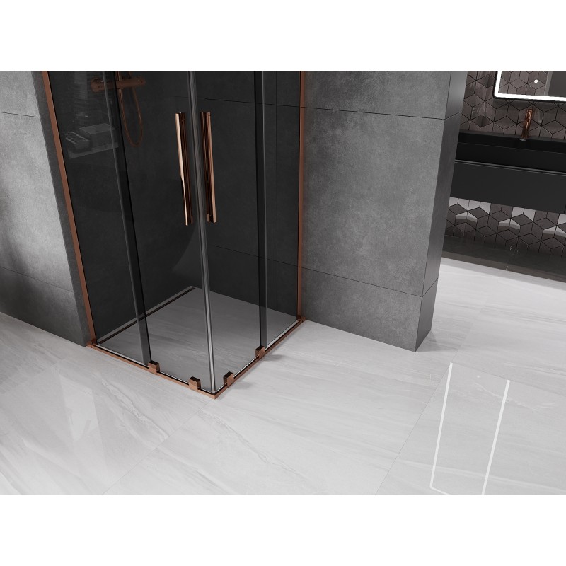 Mexen Velar L Duo Schiebetür-Duschkabine 80 x 80 cm, Grafit, Roségold - 871-080-080-02-43-60