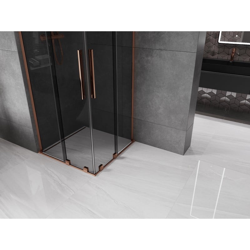 Mexen Velar L Duo Duschkabine verschiebbar 90 x 90 cm, Graphit, Roségold - 871-090-090-02-43-60