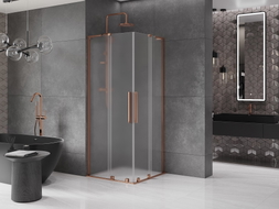 Mexen Velar L Duo Schiebeduschkabine 90 x 90 cm, mattiert, Roségold - 871-090-090-02-33-60