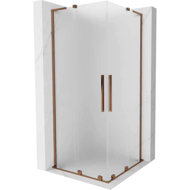 Mexen Velar L Duo Schiebeduschkabine 100 x 100 cm, satiniert, Roségold - 871-100-100-02-33-60