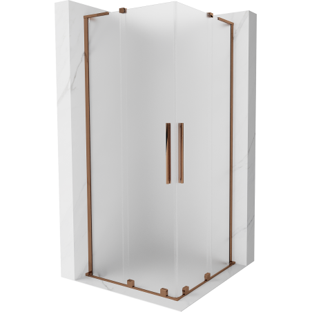 Mexen Velar L Duo Schiebeduschkabine 100 x 100 cm, satiniert, Roségold - 871-100-100-02-33-60