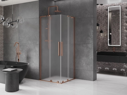Mexen Velar L Duo Schiebeduschkabine 100 x 100 cm, satiniert, Roségold - 871-100-100-02-33-60