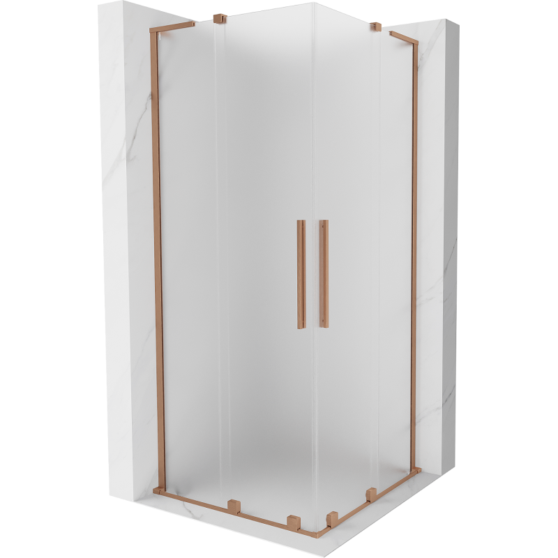 Mexen Velar L Duo Duschkabine, verschiebbar, 90 x 90 cm, satiniert, gebürstetes Kupfer - 871-090-090-02-33-65