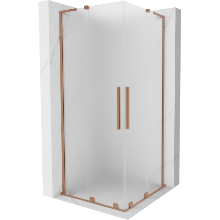 Mexen Velar L Duo Duschkabine, Schiebetür 100 x 100 cm, mattiert, gebürstetes Kupfer - 871-100-100-02-33-65