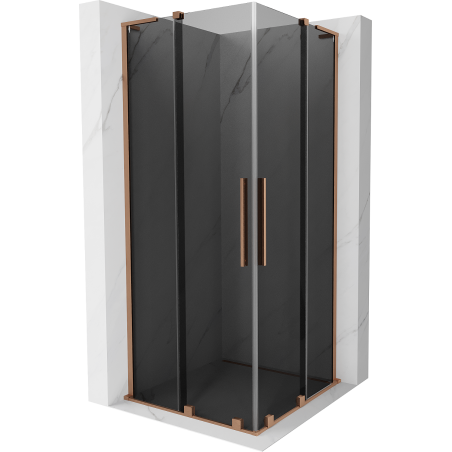 Mexen Velar L Duo Doppelschiebetür Duschkabine 80 x 80 cm, Grafit, Gebürstetes Kupfer - 871-080-080-02-43-65