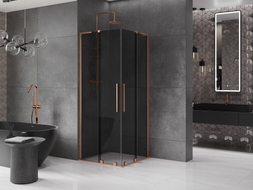 Mexen Velar L Duo Doppelschiebetür Duschkabine 80 x 80 cm, Grafit, Gebürstetes Kupfer - 871-080-080-02-43-65