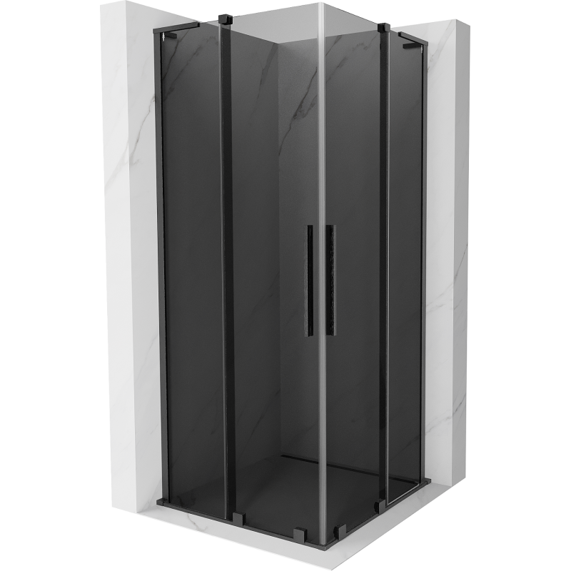 Mexen Velar L Duo Schiebeduschkabine 80 x 80 cm, Graphit, Gebürstetes Gun Gray - 871-080-080-02-43-66