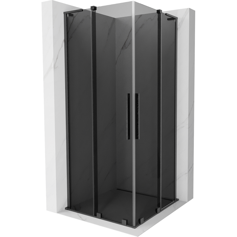 Mexen Velar L Duo Duschkabine Schiebetür 90 x 90 cm, Graphit, Gebürstetes Gun Gray - 871-090-090-02-43-66