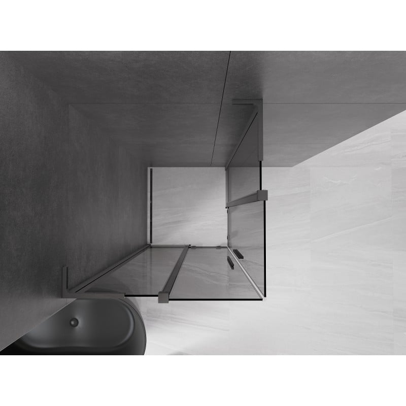 Mexen Velar L Duo Schiebeduschkabine 80 x 80 cm, Graphit, Gebürstetes Gun Gray - 871-080-080-02-43-66