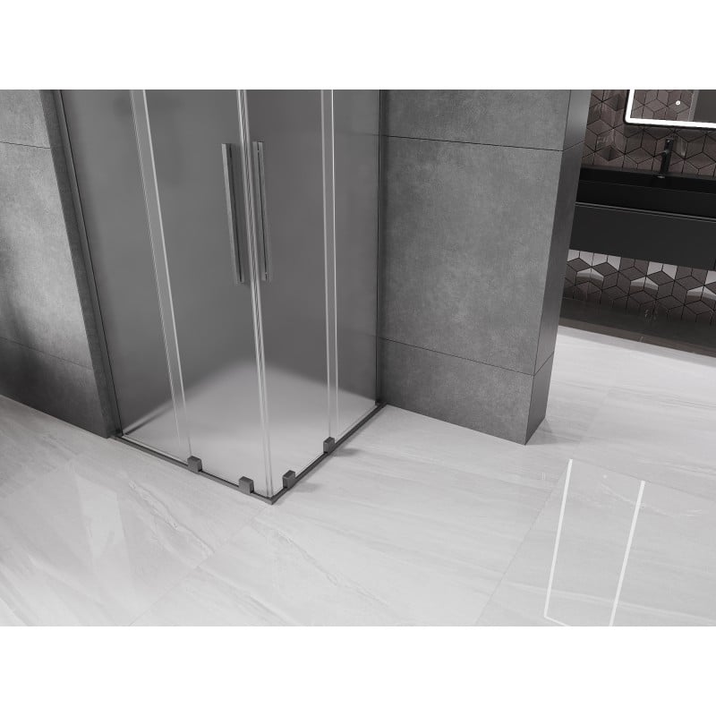 Mexen Velar L Duo Schiebedusche 80 x 80 cm, mattiert, gebürstet gun gray - 871-080-080-02-33-66