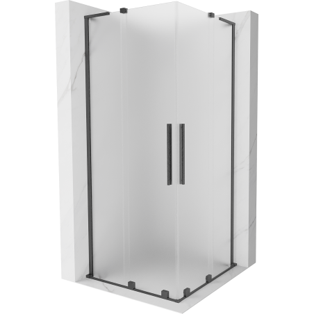 Mexen Velar L Duo Duschkabine schiebbar 100 x 100 cm, satiniert, gebürstet Gun Gray - 871-100-100-02-33-66