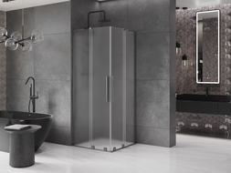 Mexen Velar L Duo Duschkabine schiebbar 100 x 100 cm, satiniert, gebürstet Gun Gray - 871-100-100-02-33-66