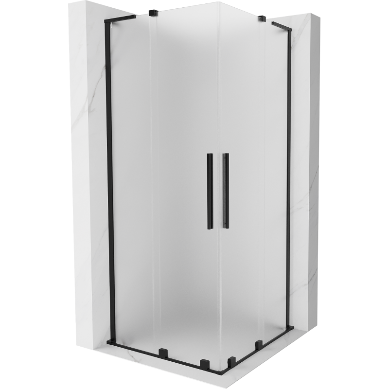 Mexen Velar L Duo Duschkabine, schiebbar 80 x 80 cm, satiniert, schwarz - 871-080-080-02-33-70