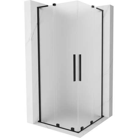 Mexen Velar L Duo Duschkabine, schiebbar 80 x 80 cm, satiniert, schwarz - 871-080-080-02-33-70