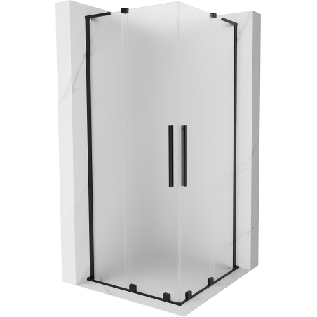Mexen Velar L Duo Duschkabine Schiebetür 90 x 90 cm, satiniert, schwarz - 871-090-090-02-33-70