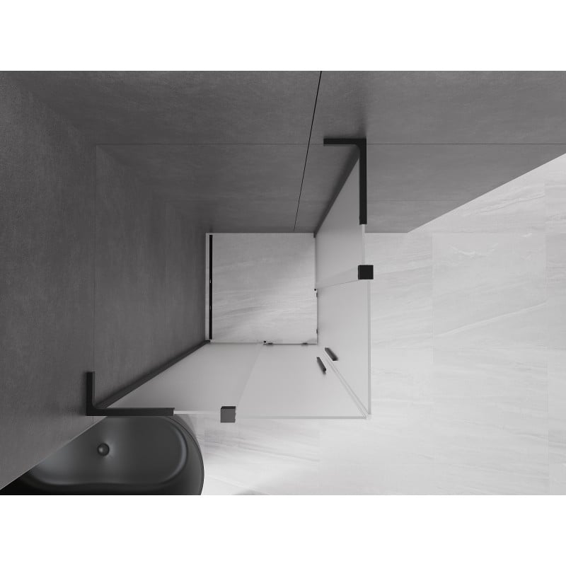 Mexen Velar L Duo Duschkabine Schiebetür 100 x 100 cm, Mattglas, Schwarz - 871-100-100-02-33-70