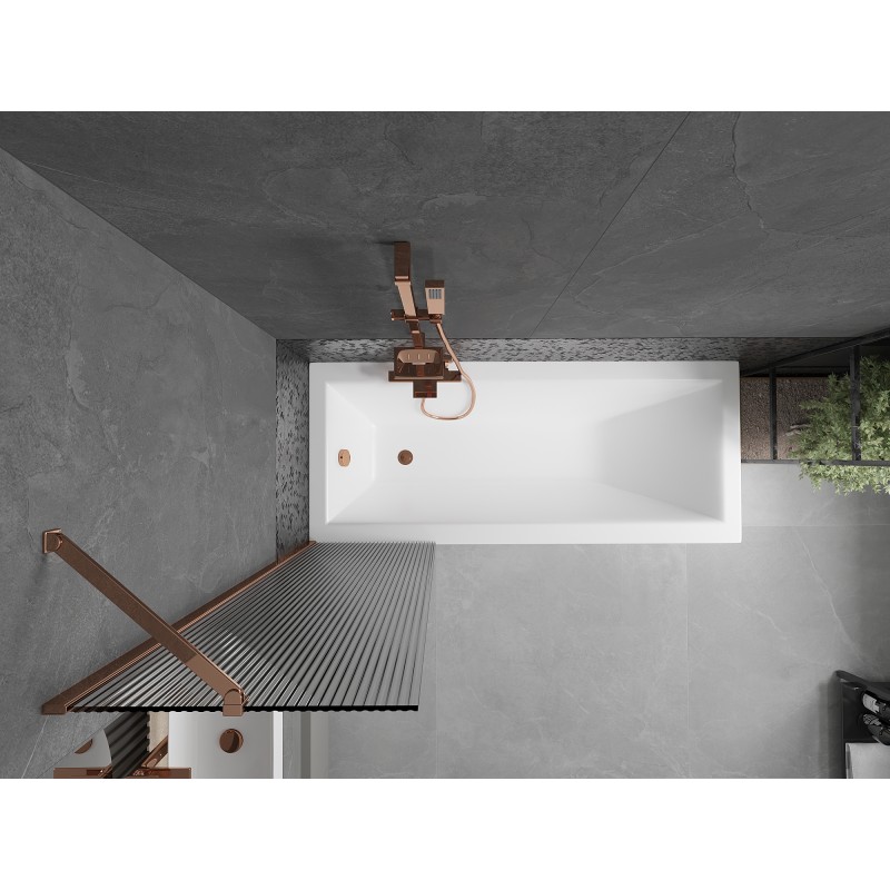 Mexen Next Badewannenfaltwand 1-flügelig 50 x 150 cm, Streifen, Roségold - 895-050-000-00-09-60