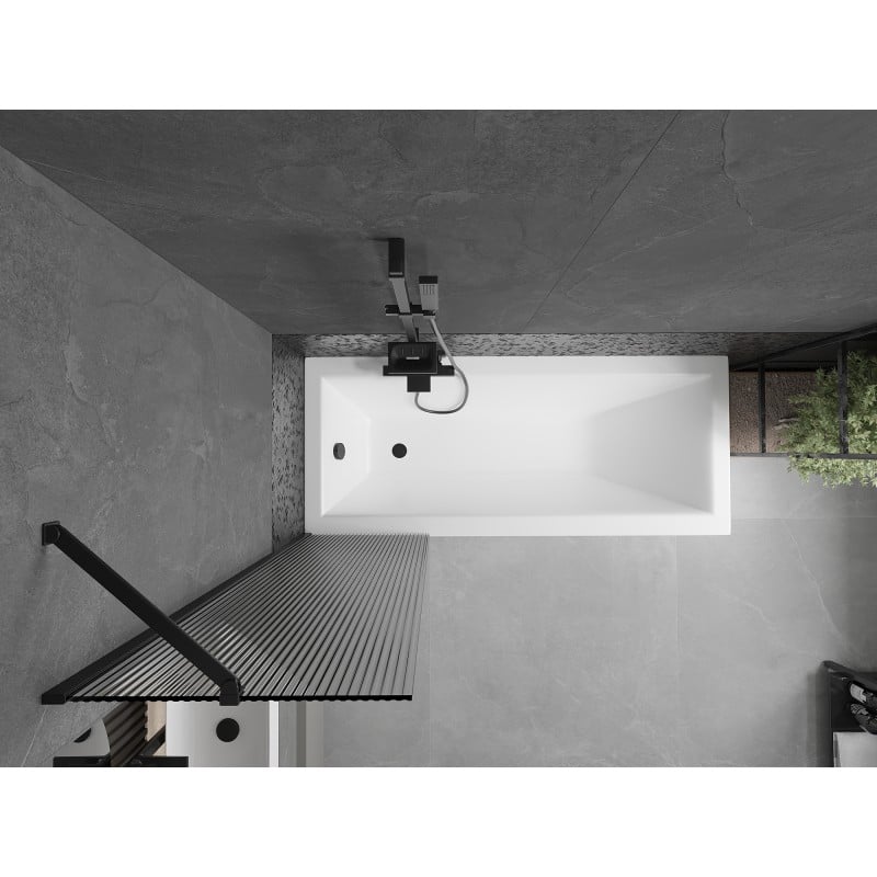 Mexen Next Badewannenfaltwand 1-flügelig 50 x 150 cm, Streifen, schwarz - 895-050-000-00-09-70