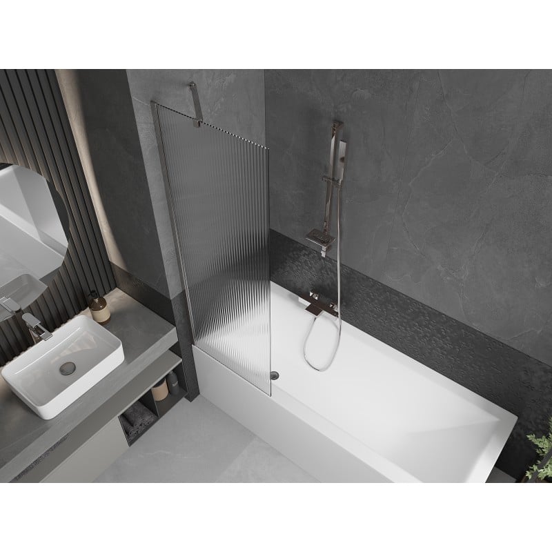 Mexen Next Badewannenwand 1-flügelig 60 x 150 cm, Streifen, Chrom - 895-060-000-00-09-01