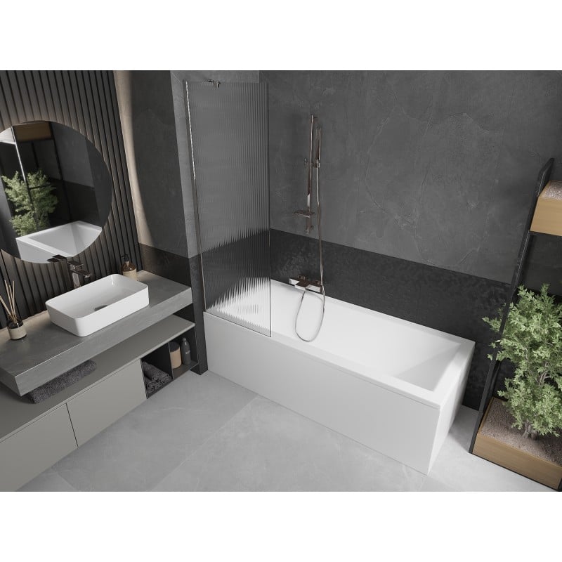 Mexen Next Badewannenwand 1-flügelig 60 x 150 cm, Streifen, Chrom - 895-060-000-00-09-01