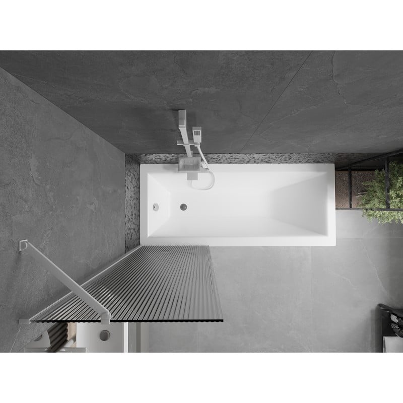 Mexen Next Badewannenabtrennung 1-flügelig 60 x 150 cm, gestreift, weiß - 895-060-000-00-09-20