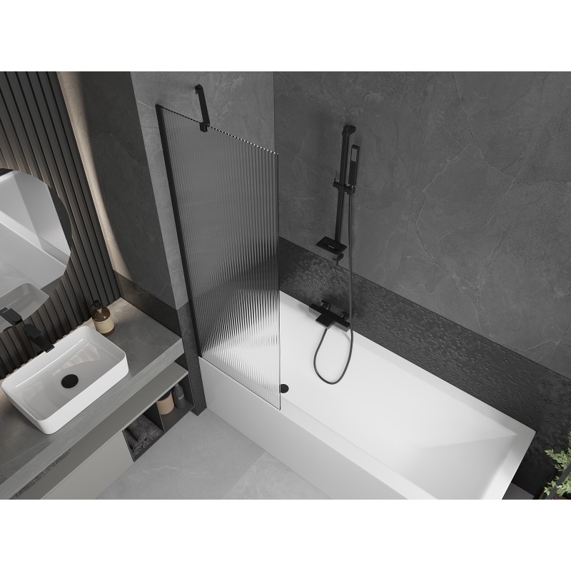 Mexen Next Badewannenfaltwand 1-flügelig 60 x 150 cm, Streifen, schwarz - 895-060-000-00-09-70