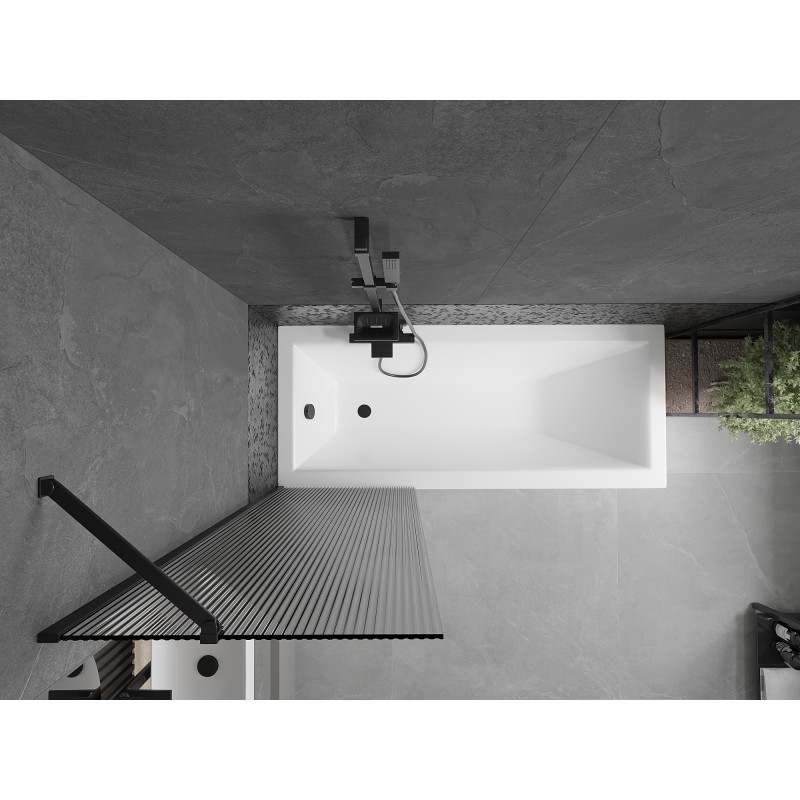 Mexen Next Badewannenfaltwand 1-flügelig 60 x 150 cm, Streifen, schwarz - 895-060-000-00-09-70