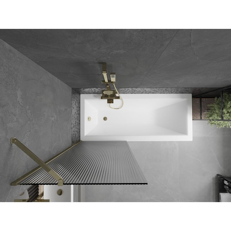 Mexen Next Badewannenabtrennung 1-flügelig 70 x 150 cm, gestreift, gold - 895-070-000-00-09-50