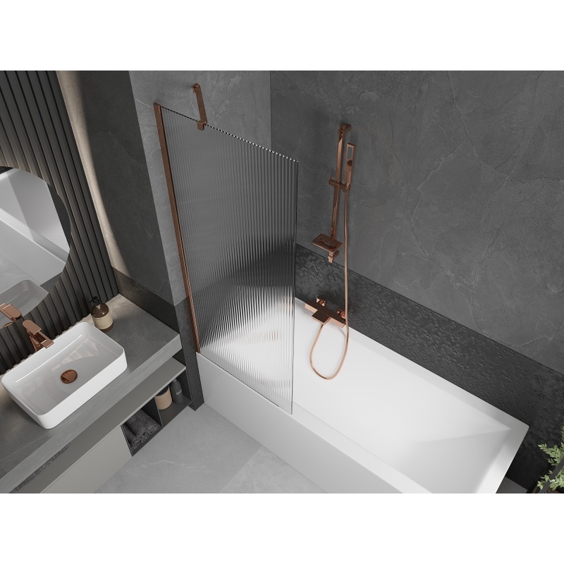 Mexen Next Badewannen-Faltwand 1-flügelig 70 x 150 cm, Streifen, Roségold - 895-070-000-00-09-60