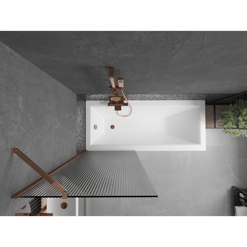 Mexen Next Badewannen-Faltwand 1-flügelig 70 x 150 cm, Streifen, Roségold - 895-070-000-00-09-60