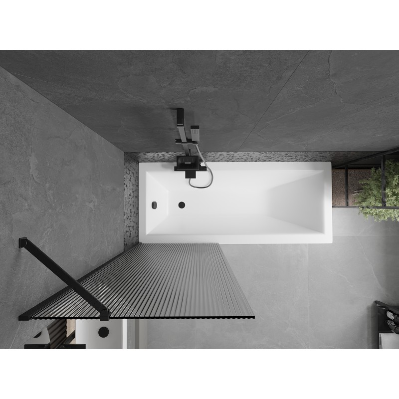 Mexen Next Badewannenabtrennung 1-flügelig 70 x 150 cm, Streifen, schwarz - 895-070-000-00-09-70