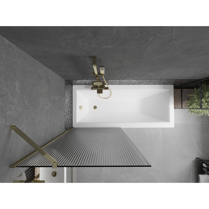 Mexen Next Badewannenbildschirm 1-flügelig 80 x 150 cm, gestreift, gold - 895-080-000-00-09-50