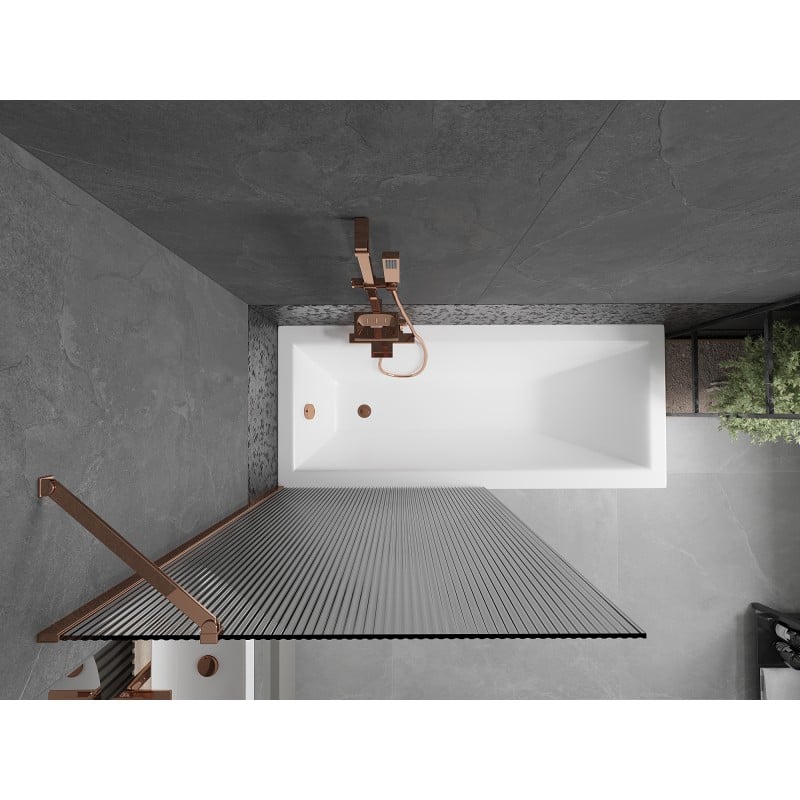 Mexen Next Badewannenfaltwand 1-flügelig 90 x 150 cm, Streifen, Roségold - 895-090-000-00-09-60