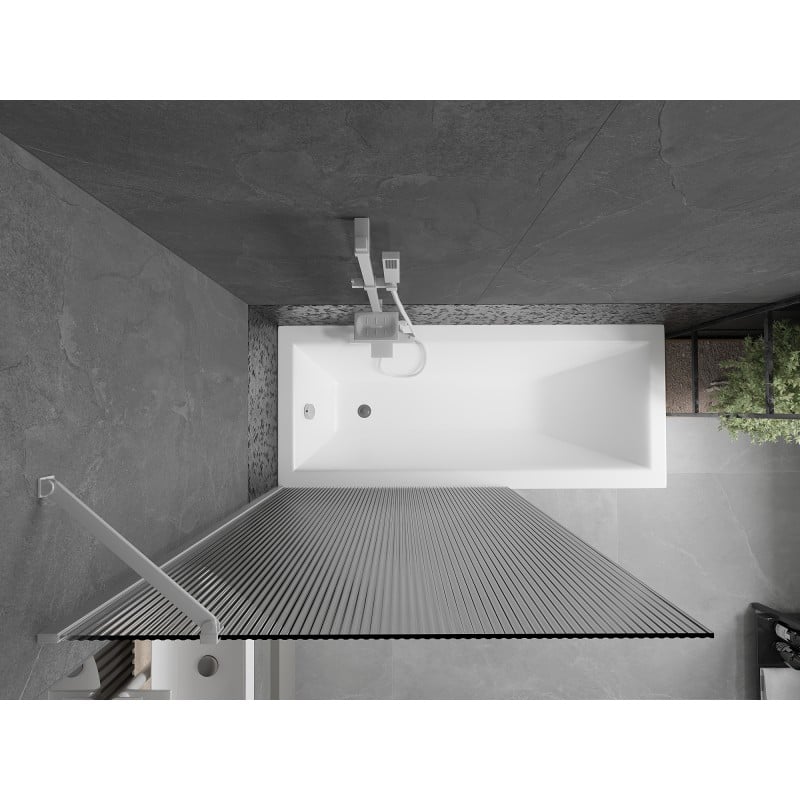 Mexen Next Badewannenwand 1-flügelig 100 x 150 cm, gestreift, weiß - 895-100-000-00-09-20