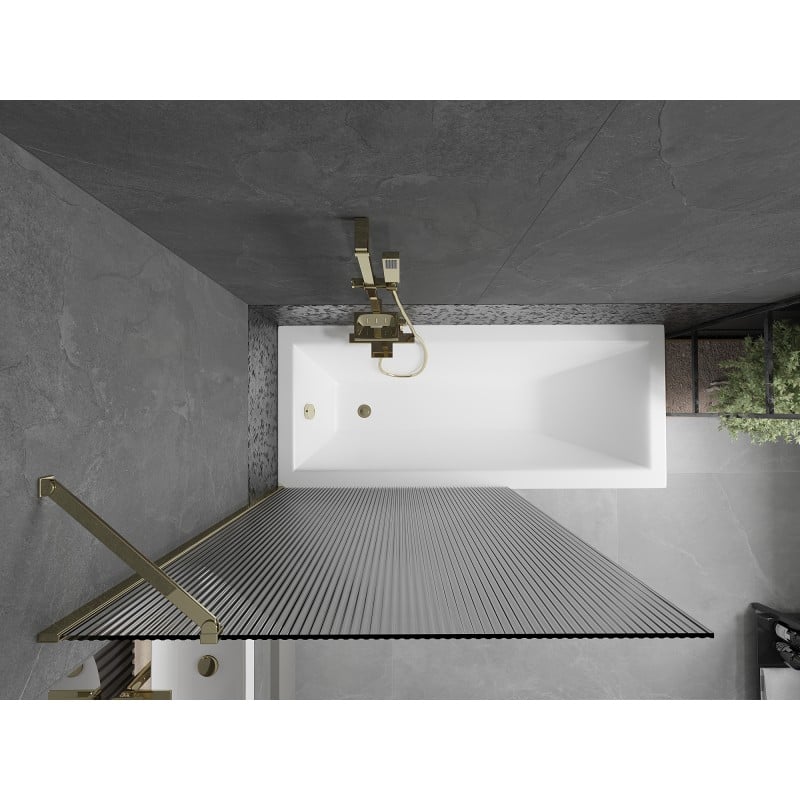 Mexen Next Badewannenabtrennung 1-flügelig 100 x 150 cm, gestreift, gold - 895-100-000-00-09-50