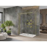 Mexen Omega Schiebetür-Duschkabine 130 x 70 cm, transparent, gold + Flat Duschwanne - 825-130-070-50-00-4010