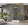 Mexen Omega Schiebeduschkabine 130 x 90 cm, transparent, gold + Flat Duschwanne - 825-130-090-50-00-4010