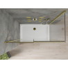 Mexen Omega Schiebeduschkabine 140 x 70 cm, transparent, Gold + Flat Duschwanne - 825-140-070-50-00-4010
