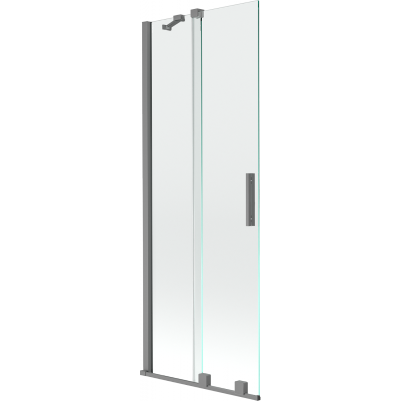 Mexen Velar Badewannenfaltwand 2-flügelige Schiebetür 70 x 150 cm, transparent, gun metal - 896-070-000-01-95