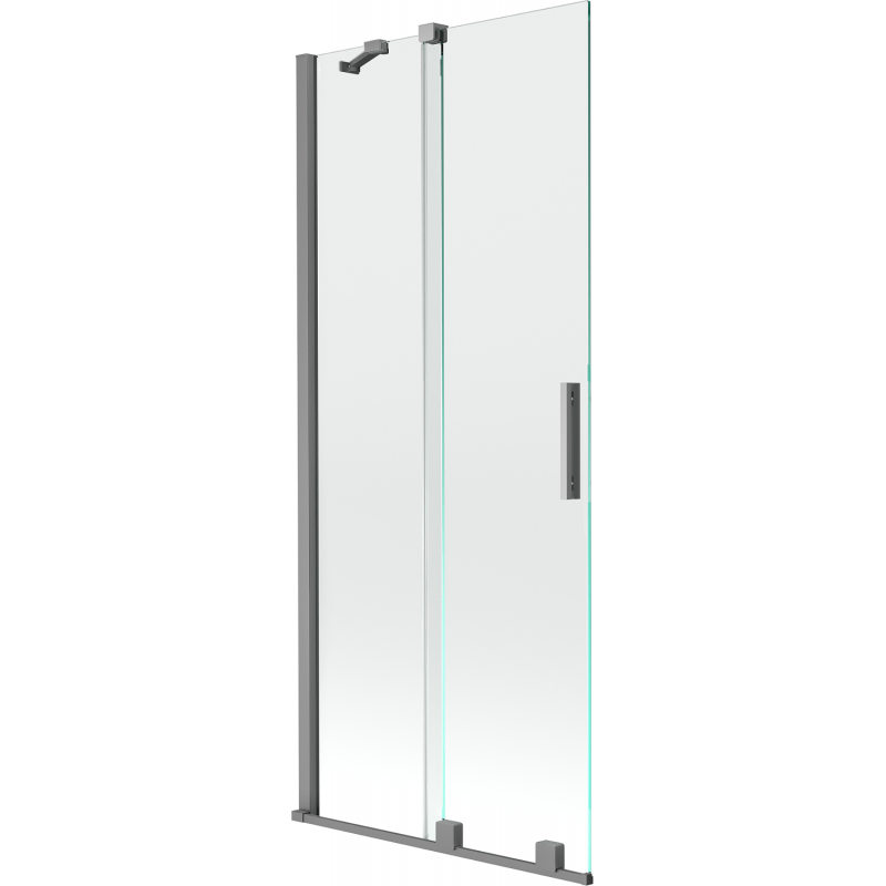 Mexen Velar 2-flügelige, verschiebbare Duschabtrennung 80 x 150 cm, transparent, Gun Metal - 896-080-000-01-95