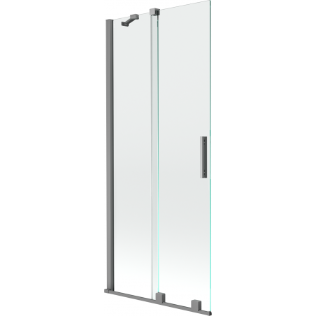 Mexen Velar Zweiteilige, verschiebbare Badewannenfaltwand 85 x 150 cm, transparent, Gun Metal - 896-085-000-01-95