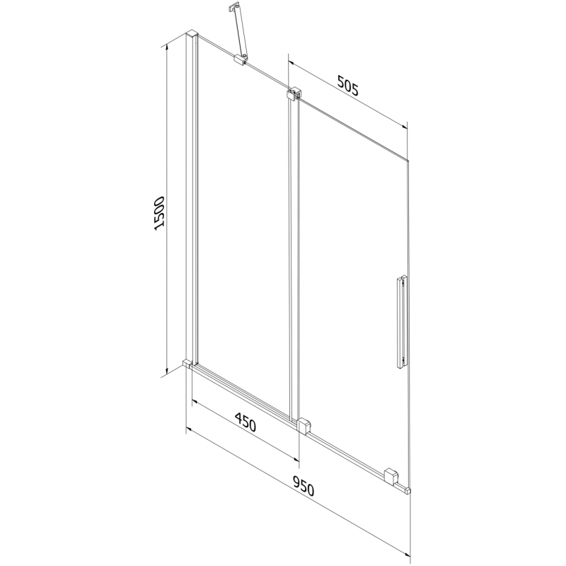 Mexen Velar Duschabtrennung 2-flügelig verschiebbar 95 x 150 cm, transparent, gebürsteter Nickel - 896-095-000-01-97