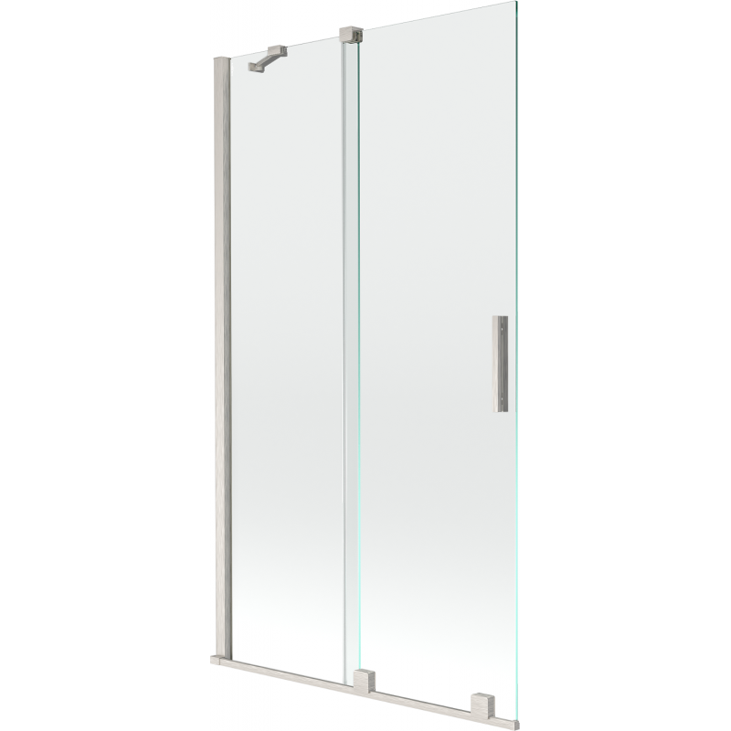Mexen Velar Duschwand, 2-flügelig verschiebbar, 100 x 150 cm, transparent, gebürstetes Nickel - 896-100-000-01-97