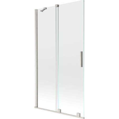 Mexen Velar Duschwand, 2-flügelig verschiebbar, 100 x 150 cm, transparent, gebürstetes Nickel - 896-100-000-01-97